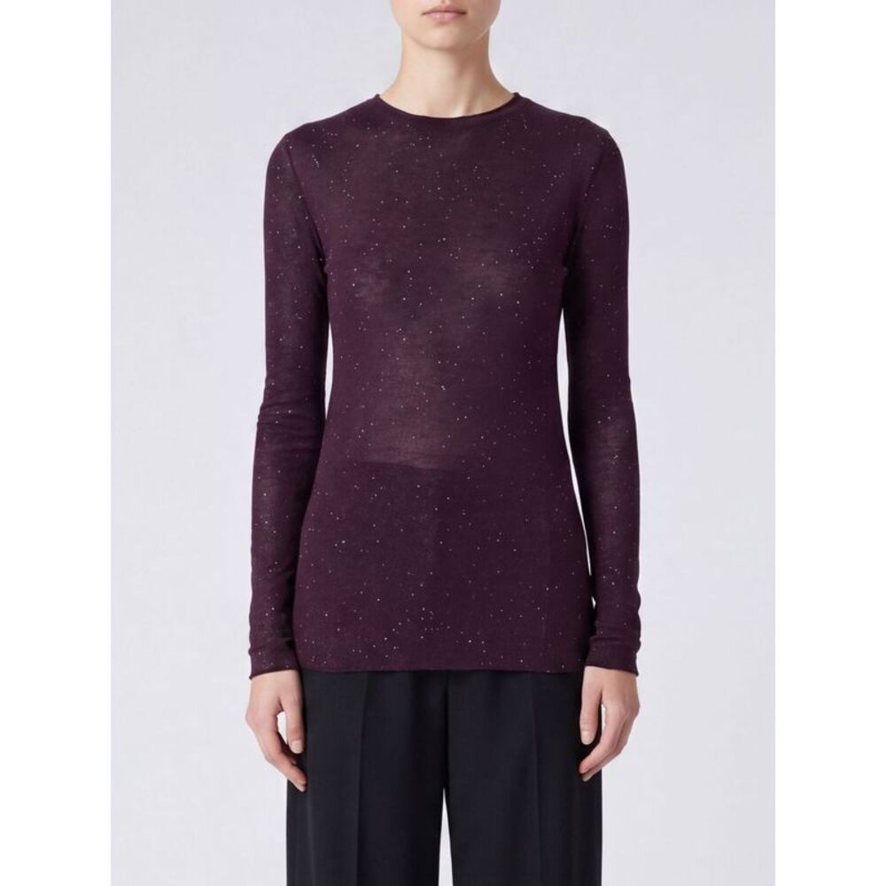 Slim Fit Wool Blend Crewneck Jumper Pinko With Sequin Embroidery